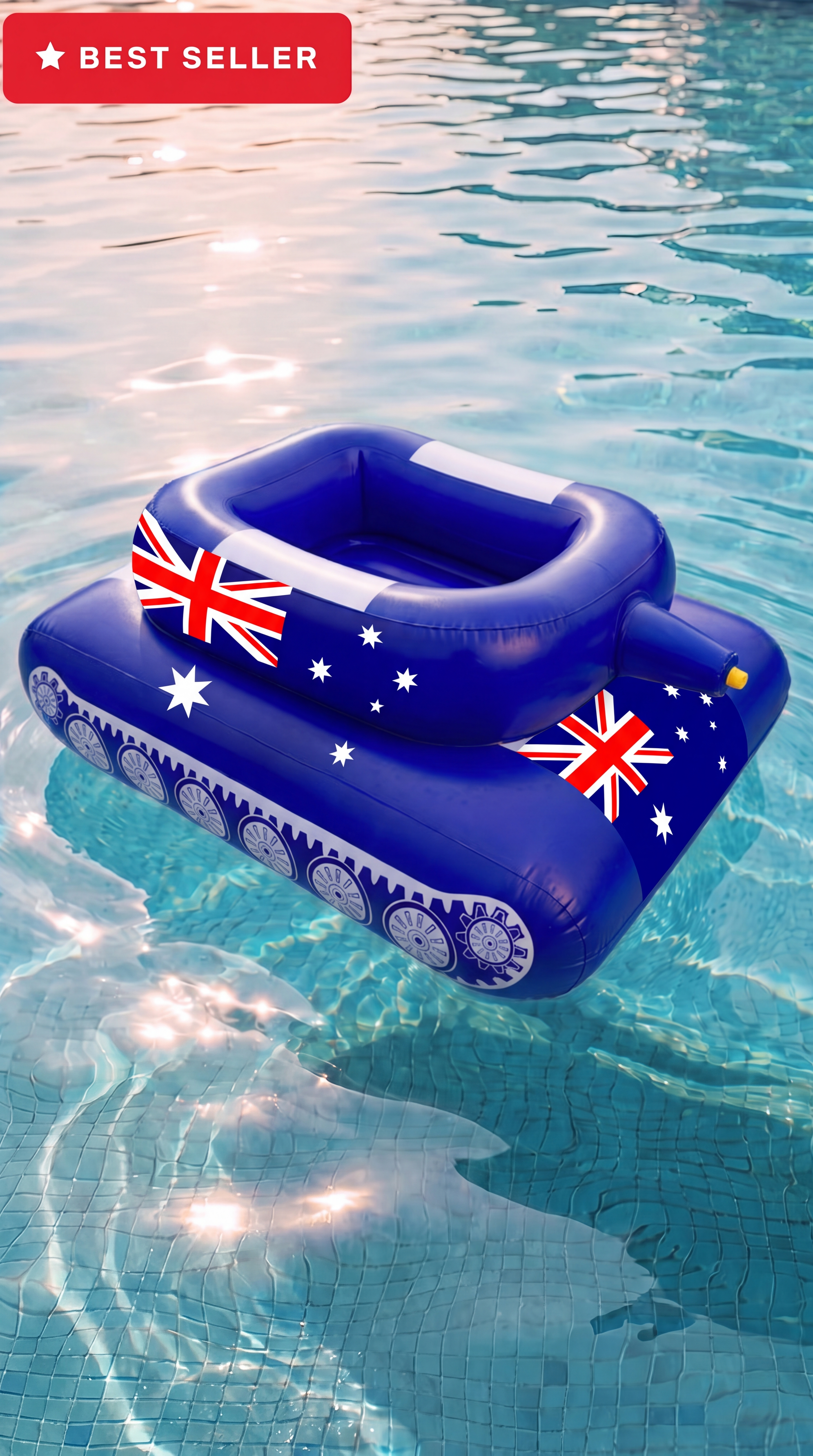Inflatable Flag Pool Tank with Water Cannon – Giant Patriotic Swimming Pool Float for Adults & Kids