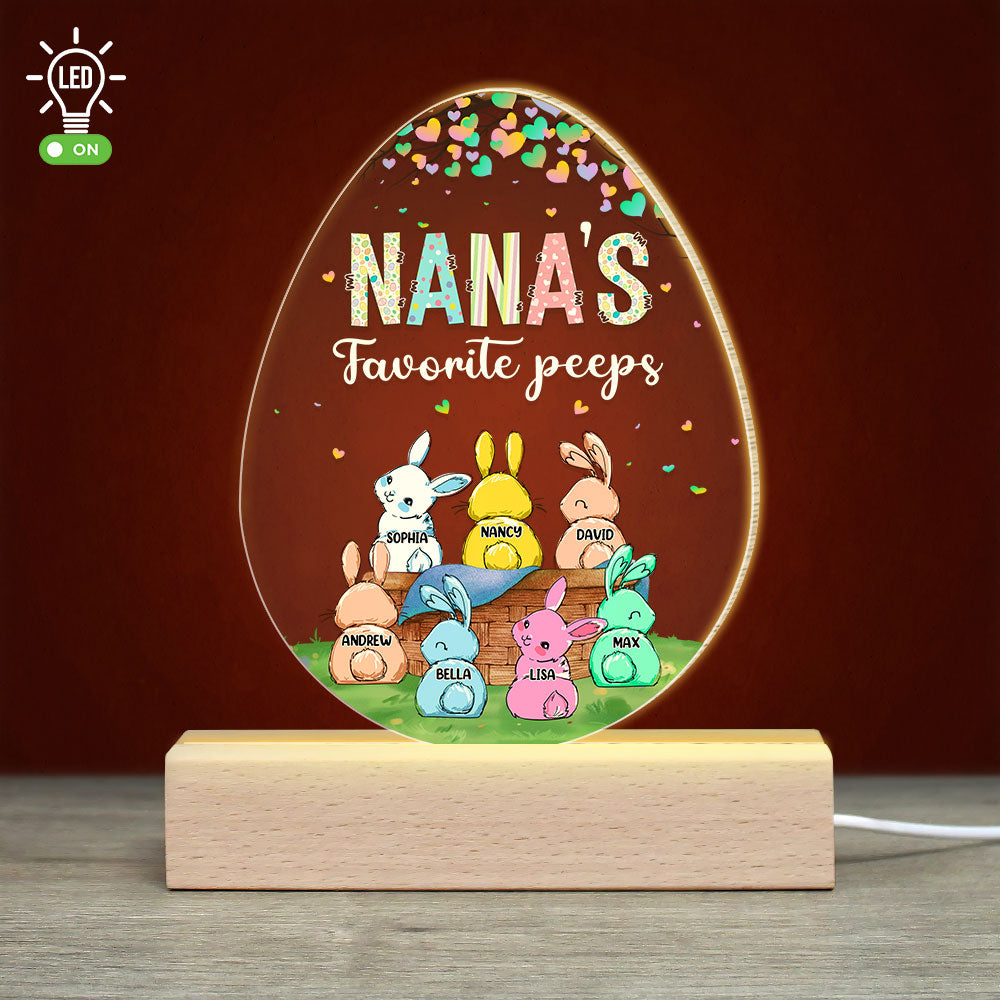 Nana's Favorite Peeps Personalized Led Light, Gift For Grandma, Easter Day Gift, Grandma's Little Rabbits