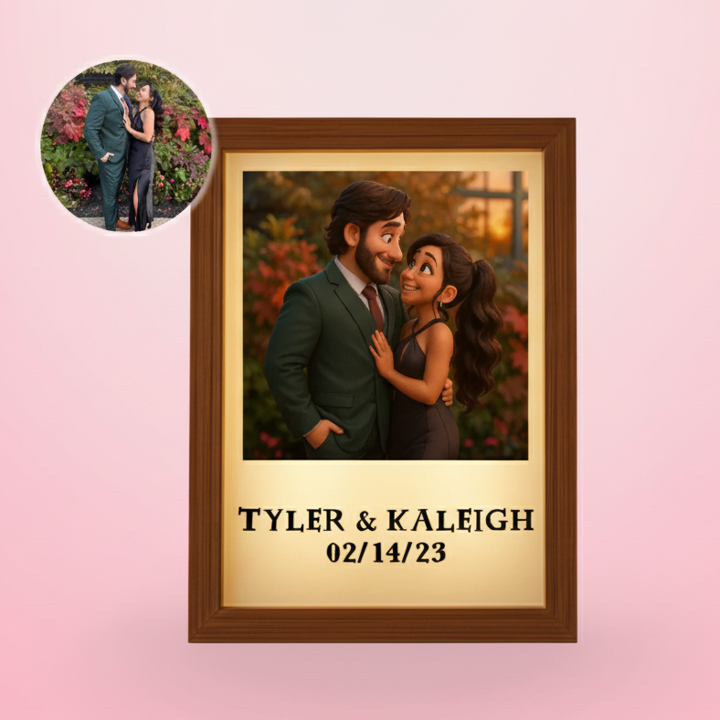 Custom Photo Animated Light Up Picture Frame With Text