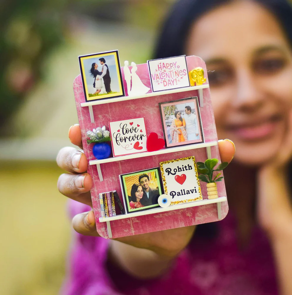 Custom Photo & Message Miniature Shelf Design Valentine's Day Gift, Personalized Couple Keepsake
