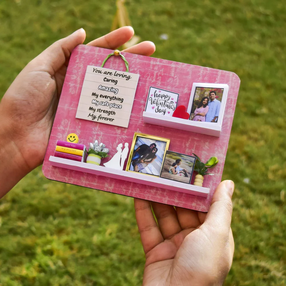 Custom Photo & Message Miniature Shelf Design Valentine's Day Gift, Personalized Couple Keepsake