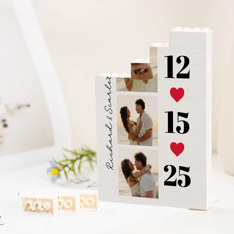 Valentine Gift For Him, Personalized Photo Building Blocks For Couples, Gifts For Boyfriend, Anniversary Couple Gifts, Photo Acrylic Block