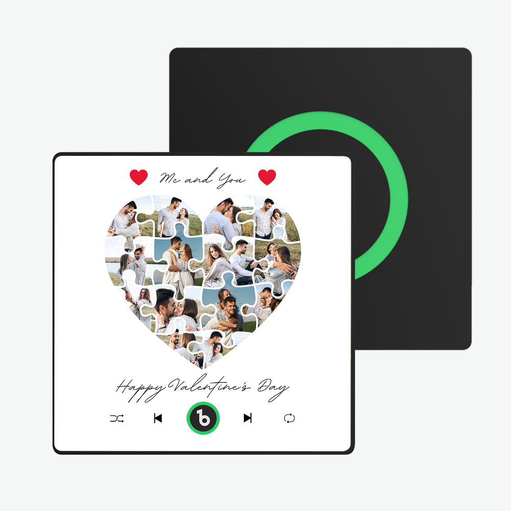 Custom Photo Music Fridge Magnet New 4.0 Upgrade Heart-shaped puzzle Colorful Frame Album Fridge Magnet Music Movement Gift for Couple